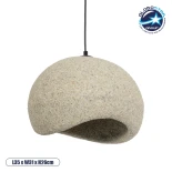 GloboStar® STONE 204-0123 Μοντέρνο Κρεμαστό Φωτιστικό Καμπάνα Μονόφωτο 1 x E27 IP20 Μπεζ Πολυστερίνη με Μπεζ Ρητίνη - Μ35 x Π31 x Υ26cm