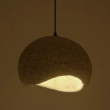 GloboStar® STONE 204-0123 Μοντέρνο Κρεμαστό Φωτιστικό Καμπάνα Μονόφωτο 1 x E27 IP20 Μπεζ Πολυστερίνη με Μπεζ Ρητίνη - Μ35 x Π31 x Υ26cm