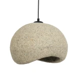 GloboStar® STONE 204-0123 Μοντέρνο Κρεμαστό Φωτιστικό Καμπάνα Μονόφωτο 1 x E27 IP20 Μπεζ Πολυστερίνη με Μπεζ Ρητίνη - Μ35 x Π31 x Υ26cm