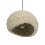 GloboStar® STONE 204-0123 Μοντέρνο Κρεμαστό Φωτιστικό Καμπάνα Μονόφωτο 1 x E27 IP20 Μπεζ Πολυστερίνη με Μπεζ Ρητίνη - Μ35 x Π31 x Υ26cm