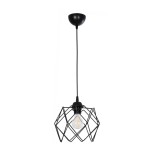 GloboStar® SOLON 201-0059 Μοντέρνο Κρεμαστό Φωτιστικό Πλέγμα Μονόφωτο 1 x E27 IP20 Μαύρο Μέταλλο - Μ24 x Π24 x Υ23cm