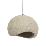 GloboStar® STONE 204-0123 Μοντέρνο Κρεμαστό Φωτιστικό Καμπάνα Μονόφωτο 1 x E27 IP20 Μπεζ Πολυστερίνη με Μπεζ Ρητίνη - Μ35 x Π31 x Υ26cm