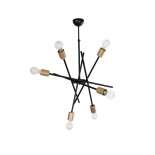 GloboStar® SUNFY 201-0030 Μοντέρνο Φωτιστικό Οροφής Πλέγμα Πολύφωτο 6 x E27 IP20 Μαύρο & Μπρούτζινο Μέταλλο - Μ57 x Π57 x Υ85cm