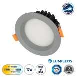 GLOBOSTAR® WATERA 60986 Χωνευτό Downlight Σποτ Panel LED 12W 1500lm 120° AC 220-240V Αδιάβροχο IP54 Ρυθμιζόμενο Λευκό CCT με Διακόπτη στο Σώμα 2700K/4500K/6000K Dimmable - Lumileds SMD Chip & TÜV SÜD Driver - Γκρι Ανθρακί Ματ - Μ10.8 x Π10.8 x Υ3.2cm / Q9