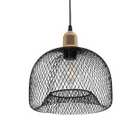 GloboStar® GLOZIA 201-0018 Μοντέρνο Κρεμαστό Φωτιστικό Πλέγμα Μονόφωτο 1 x E27 IP20 Μαύρο & Ροζ Χρυσό Μέταλλο - Μ25 x Π25 x Υ26cm