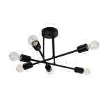 GloboStar® LAMIRA 201-0029 Μοντέρνο Φωτιστικό Οροφής Πλέγμα Πολύφωτο 6 x E27 IP20 Μαύρο Μέταλλο - Μ51 x Π51 x Υ7cm