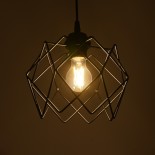 GloboStar® SOLON 201-0059 Μοντέρνο Κρεμαστό Φωτιστικό Πλέγμα Μονόφωτο 1 x E27 IP20 Μαύρο Μέταλλο - Μ24 x Π24 x Υ23cm