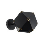 GloboStar® WELLES 00794 Μοντέρνο Επιτοίχιο Φωτιστικό Απλίκα Μονόφωτο 1 x E14 IP20 Μαύρο & Χρυσό Μέταλλο - Μ17 x Π28 x Υ17cm