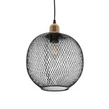 GloboStar® SOLUX 201-0019 Μοντέρνο Κρεμαστό Φωτιστικό Πλέγμα Μονόφωτο 1 x E27 IP20 Μαύρο & Χρυσό Μέταλλο - Μ25 x Π25 x Υ32cm