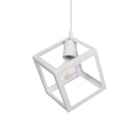 GloboStar® DISE 201-0052 Μοντέρνο Κρεμαστό Φωτιστικό Κύβος Μονόφωτο 1 x E27 IP20 Λευκό Μέταλλο - Μ28 x Π28 x Υ31cm