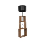 GloboStar® LUMO 201-0072 Μοντέρνο Επιδαπέδιο Φωτιστικό Μονόφωτο 1 x E27 IP20 Καφέ Ξύλο με Μαύρο Ύφασμα - Μ37 x Π36 x Υ136cm
