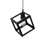 GloboStar® DISE 201-0049 Μοντέρνο Κρεμαστό Φωτιστικό Κύβος Μονόφωτο 1 x E27 IP20 Μαύρο Μέταλλο - Μ28 x Π28 x Υ31cm