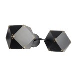 GloboStar® WELLES 00795 Μοντέρνο Επιτοίχιο Φωτιστικό Απλίκα Δίφωτο 2 x E14 IP20 Μαύρο & Χρυσό Μέταλλο - Μ52 x Π21 x Υ17cm