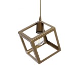 GloboStar® DISE 201-0055 Μοντέρνο Κρεμαστό Φωτιστικό Κύβος Μονόφωτο 1 x E27 IP20 Χρυσό Μέταλλο - Μ28 x Π28 x Υ31cm