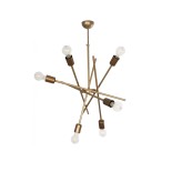 GloboStar® SUNFY 201-0033 Μοντέρνο Κρεμαστό Φωτιστικό Πλέγμα Πολύφωτο 6 x E27 IP20 Μπρονζέ Μέταλλο - Μ57 x Π57 x Υ85cm