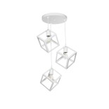 GloboStar® DISE 201-0054 Μοντέρνο Κρεμαστό Φωτιστικό Κύβος Τρίφωτο 3 x E27 IP20 Λευκό Μέταλλο - Μ48 x Π48 x Υ65cm