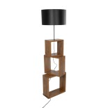 GloboStar® LUMO 201-0072 Μοντέρνο Επιδαπέδιο Φωτιστικό Μονόφωτο 1 x E27 IP20 Καφέ Ξύλο με Μαύρο Ύφασμα - Μ37 x Π36 x Υ136cm