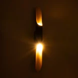 GloboStar® CHARME 01302 Μοντέρνο Επιτοίχιο Φωτιστικό Απλίκα Up / Down Δίφωτο 2 x E27 IP20 Μαύρο & Χρυσό Μέταλλο - Μ8 x Π6 x Υ40cm