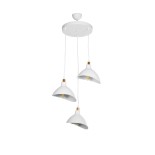 GloboStar® RIVE 203-0142 Μοντέρνο Κρεμαστό Φωτιστικό Καμπάνα Τρίφωτο 3 x E27 IP20 Λευκό & Χρυσό Πλαστικό - Μ40 x Π40 x Υ65cm