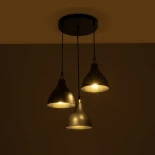 GloboStar® RADE 203-0127 Vintage Κρεμαστό Φωτιστικό Καμπάνα Τρίφωτο 3 x E27 IP20 Μαύρο Πλαστικό - Μ40 x Π40 x Υ40cm