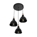 GloboStar® RADE 203-0127 Vintage Κρεμαστό Φωτιστικό Καμπάνα Τρίφωτο 3 x E27 IP20 Μαύρο Πλαστικό - Μ40 x Π40 x Υ40cm