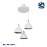 GloboStar® RADE 203-0128 Vintage Κρεμαστό Φωτιστικό Καμπάνα Τρίφωτο 3 x E27 IP20 Λευκό Πλαστικό - Μ40 x Π40 x Υ40cm