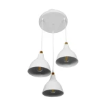 GloboStar® RADE 203-0128 Vintage Κρεμαστό Φωτιστικό Καμπάνα Τρίφωτο 3 x E27 IP20 Λευκό Πλαστικό - Μ40 x Π40 x Υ40cm