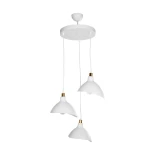 GloboStar® RIVE 203-0142 Μοντέρνο Κρεμαστό Φωτιστικό Καμπάνα Τρίφωτο 3 x E27 IP20 Λευκό & Χρυσό Πλαστικό - Μ40 x Π40 x Υ65cm