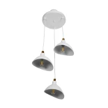 GloboStar® RIVE 203-0142 Μοντέρνο Κρεμαστό Φωτιστικό Καμπάνα Τρίφωτο 3 x E27 IP20 Λευκό & Χρυσό Πλαστικό - Μ40 x Π40 x Υ65cm