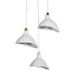 GloboStar® RIVE 203-0142 Μοντέρνο Κρεμαστό Φωτιστικό Καμπάνα Τρίφωτο 3 x E27 IP20 Λευκό & Χρυσό Πλαστικό - Μ40 x Π40 x Υ65cm