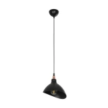 GLOBOSTAR® RIVE 203-0143 Μοντέρνο Κρεμαστό Φωτιστικό Οροφής με Ντουί 1 x E27 AC 220-240V IP20 - Μάυρο & Χαλκινο - Μ22 x Π20 x Υ22cm