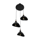 GloboStar® RIVE 203-0144 Μοντέρνο Κρεμαστό Φωτιστικό Καμπάνα Τρίφωτο 3 x E27 IP20 Μαύρο με Χρυσό Πλαστικό - Μ40 x Π40 x Υ65cm