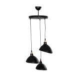 GloboStar® RIVE 203-0144 Μοντέρνο Κρεμαστό Φωτιστικό Καμπάνα Τρίφωτο 3 x E27 IP20 Μαύρο με Χρυσό Πλαστικό - Μ40 x Π40 x Υ65cm