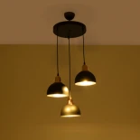 GloboStar® ΗUT 203-0146 Μοντέρνο Κρεμαστό Φωτιστικό Καμπάνα Τρίφωτο 3 x E27 IP20 Μαύρο με Χρυσό Πλαστικό - Μ40 x Π40 x Υ40cm