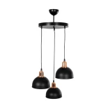 GloboStar® ΗUT 203-0146 Μοντέρνο Κρεμαστό Φωτιστικό Καμπάνα Τρίφωτο 3 x E27 IP20 Μαύρο με Χρυσό Πλαστικό - Μ40 x Π40 x Υ40cm