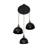 GloboStar® ΗUT 203-0146 Μοντέρνο Κρεμαστό Φωτιστικό Καμπάνα Τρίφωτο 3 x E27 IP20 Μαύρο με Χρυσό Πλαστικό - Μ40 x Π40 x Υ40cm