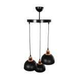 GloboStar® ΗUT 203-0146 Μοντέρνο Κρεμαστό Φωτιστικό Καμπάνα Τρίφωτο 3 x E27 IP20 Μαύρο με Χρυσό Πλαστικό - Μ40 x Π40 x Υ40cm