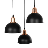 GloboStar® ΗUT 203-0146 Μοντέρνο Κρεμαστό Φωτιστικό Καμπάνα Τρίφωτο 3 x E27 IP20 Μαύρο με Χρυσό Πλαστικό - Μ40 x Π40 x Υ40cm
