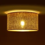 GloboStar® CILIO 203-0156 Μοντέρνο Φωτιστικό Οροφής Καπέλο Μονόφωτο 1 x E27 IP20 Καφέ Διάτρητο Ύφασμα - Μ38 x Π38 x Υ21cm