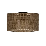 GloboStar® CILIO 203-0156 Μοντέρνο Φωτιστικό Οροφής Καπέλο Μονόφωτο 1 x E27 IP20 Καφέ Διάτρητο Ύφασμα - Μ38 x Π38 x Υ21cm