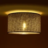GloboStar® CILIO 203-0157 Μοντέρνο Φωτιστικό Οροφής Καπέλο Μονόφωτο 1 x E27 IP20 Μαύρο Διάτρητο Ύφασμα - Μ38 x Π38 x Υ21cm