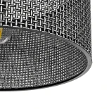 GloboStar® CILIO 203-0157 Μοντέρνο Φωτιστικό Οροφής Καπέλο Μονόφωτο 1 x E27 IP20 Μαύρο Διάτρητο Ύφασμα - Μ38 x Π38 x Υ21cm