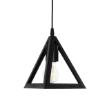GloboStar® TRIANGLE 203-0159 Μοντέρνο Κρεμαστό Φωτιστικό Καμπάνα Μονόφωτο 1 x E27 IP20 Μάυρο Πλαστικό - Μ24 x Π24 x Υ22cm