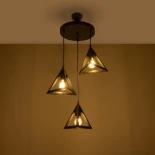 GloboStar® TRIANGLE 203-0160 Μοντέρνο Κρεμαστό Φωτιστικό Καμπάνα Τρίφωτο 3 x E27 IP20 Μαύρο Πλαστικό - Μ67 x Π67 x Υ50cm