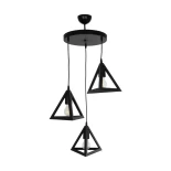 GloboStar® TRIANGLE 203-0160 Μοντέρνο Κρεμαστό Φωτιστικό Καμπάνα Τρίφωτο 3 x E27 IP20 Μαύρο Πλαστικό - Μ67 x Π67 x Υ50cm