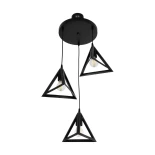 GloboStar® TRIANGLE 203-0160 Μοντέρνο Κρεμαστό Φωτιστικό Καμπάνα Τρίφωτο 3 x E27 IP20 Μαύρο Πλαστικό - Μ67 x Π67 x Υ50cm