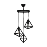GloboStar® TRIANGLE 203-0160 Μοντέρνο Κρεμαστό Φωτιστικό Καμπάνα Τρίφωτο 3 x E27 IP20 Μαύρο Πλαστικό - Μ67 x Π67 x Υ50cm
