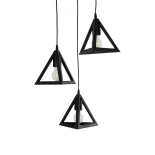GloboStar® TRIANGLE 203-0160 Μοντέρνο Κρεμαστό Φωτιστικό Καμπάνα Τρίφωτο 3 x E27 IP20 Μαύρο Πλαστικό - Μ67 x Π67 x Υ50cm
