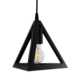 GloboStar® TRIANGLE 203-0160 Μοντέρνο Κρεμαστό Φωτιστικό Καμπάνα Τρίφωτο 3 x E27 IP20 Μαύρο Πλαστικό - Μ67 x Π67 x Υ50cm