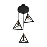 GloboStar® TRIANGLE 203-0162 Μοντέρνο Κρεμαστό Φωτιστικό Καμπάνα Τρίφωτο 3 x E27 IP20 Μαύρο με Χρυσό Πλαστικό - Μ67 x Π67 x Υ50cm